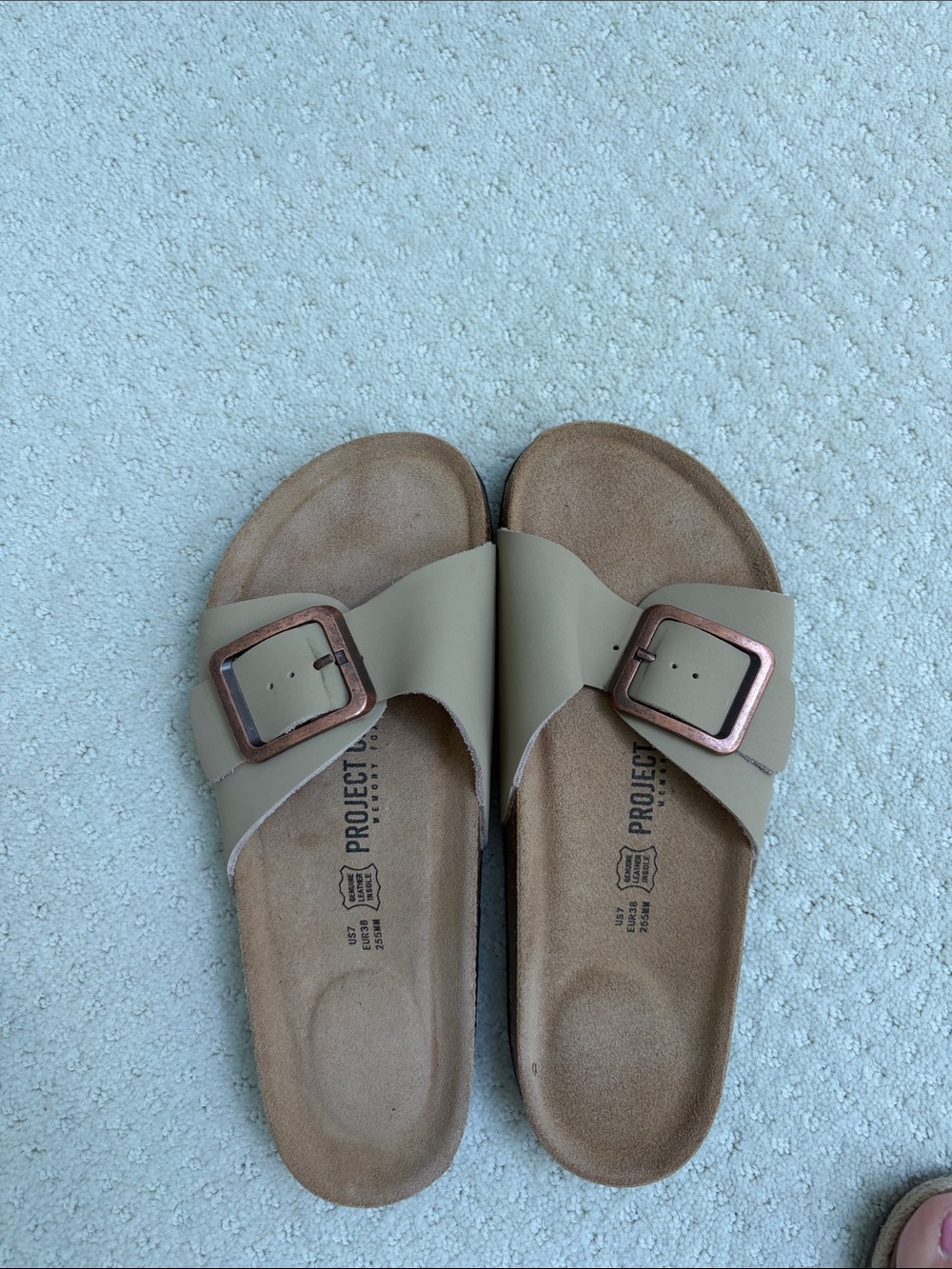 Y/Project Taupe Slide Sandals with Rose-Gold Buckles